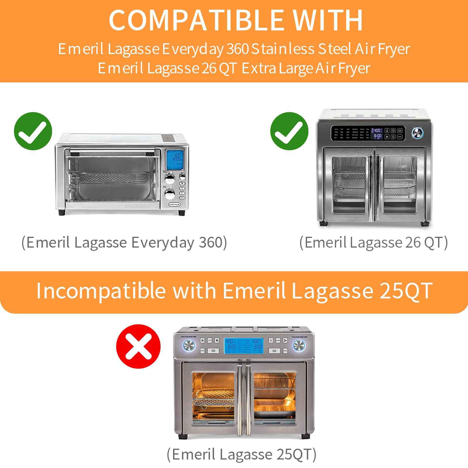 GWYXC Air Fryer Replacement Parts for Emeril Lagasse Everyday 360 26 QT Extra Large Air Fryer, 12.5''×10.2'' Steel Air Fryer Accessories wire Rack