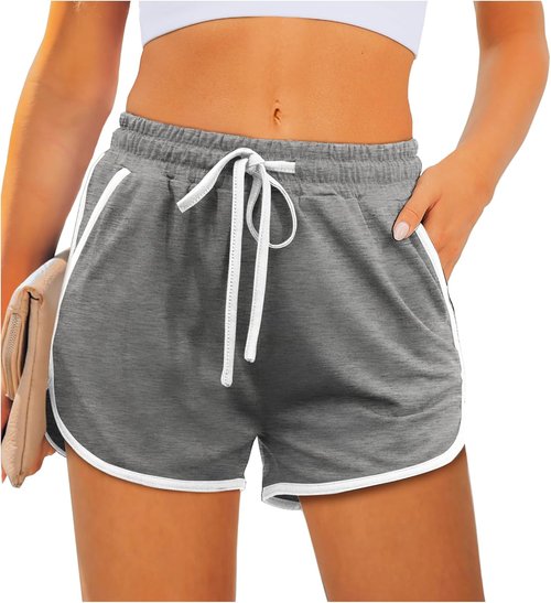Aloodor Women's Athletic Running Shorts - Comfortable Dolphin Style with Pockets & Drawstring