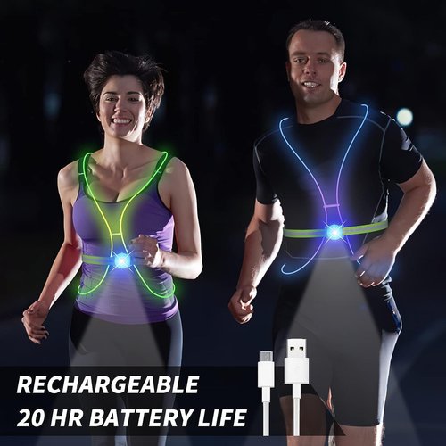 LED Reflective Running Vest by [Brand Name] - High Visibility Front Light for Men & Women | Ideal for Running, Cycling & Walking