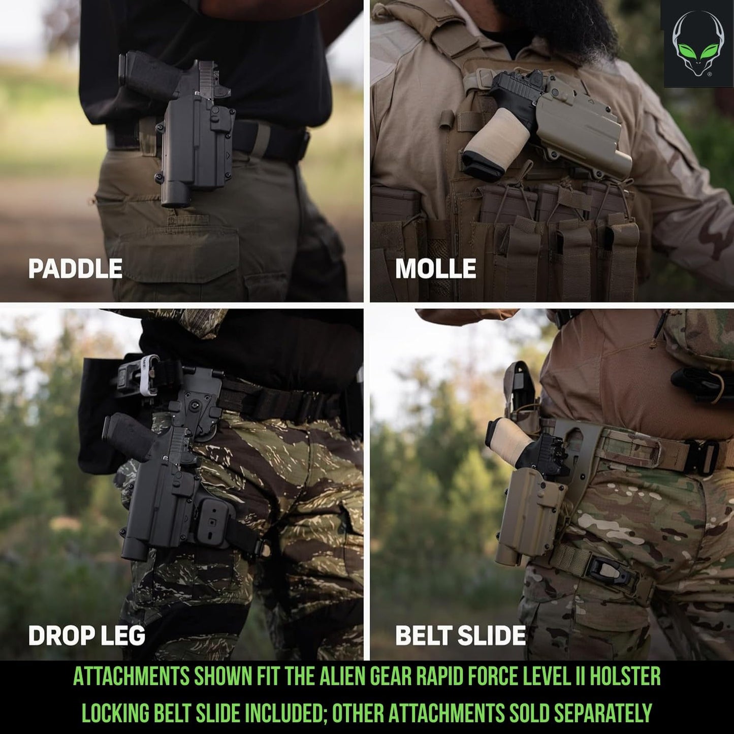 Alien Gear Rapid Force Level 2 Holster for Glock 17, 19 & 45 - Large Light