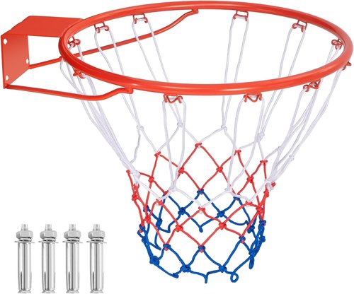 Goplus Basketball Rim - 18”/15” Replacement Hoop with All-Weather Net for Indoor/Outdoor Use