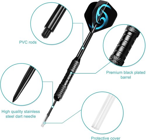Accmor Steel Tip Darts Set - 12 Pack of 24g Professional Metal Darts for Ultimate Precision