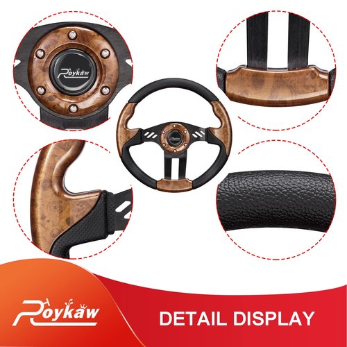 Roykaw Golf Cart Steering Wheel Compatible with EZGO TXT/RXV, Club Car DS/Precedent/Tempo, Yamaha and Most Golf Cart Models