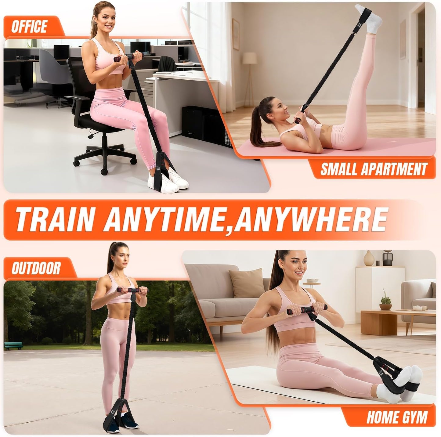 Skiennix Pedal Resistance Bands - Upgrade Women’s Exercise Bands for Full Body Training | Core, ABS, Legs, Glutes, Arms