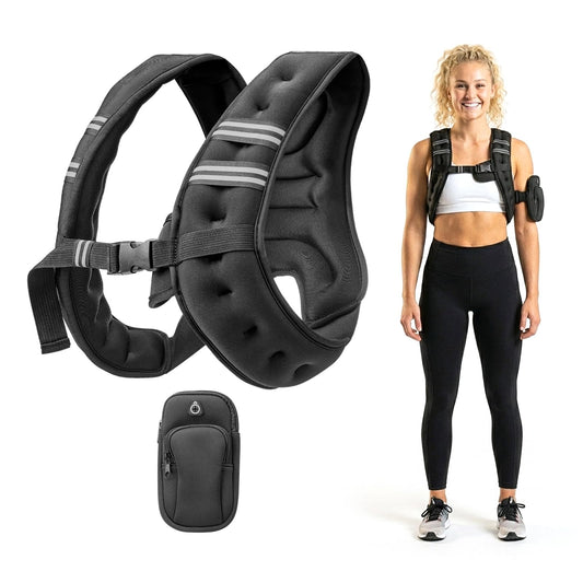 Weighted Vest for Women Men, 12lb Weight Vest for Walking, Adjustable Weight Training Vest for Workout, Running, Exercise, Weight Loss, Weight Lifting - With Reflective Strips and Storage Pocket