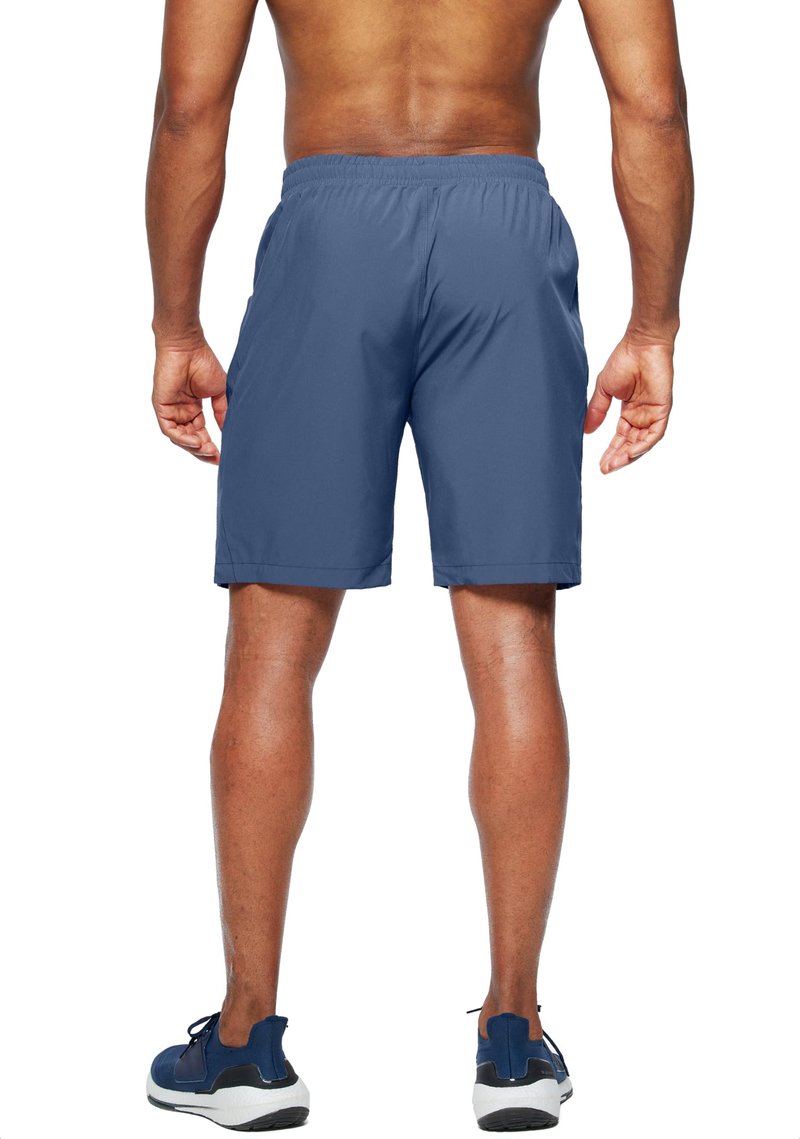 Pudolla Men's Workout Running Shorts Lightweight Gym Athletic Shorts for Men with Zipper Pockets(Blue Grey Large)