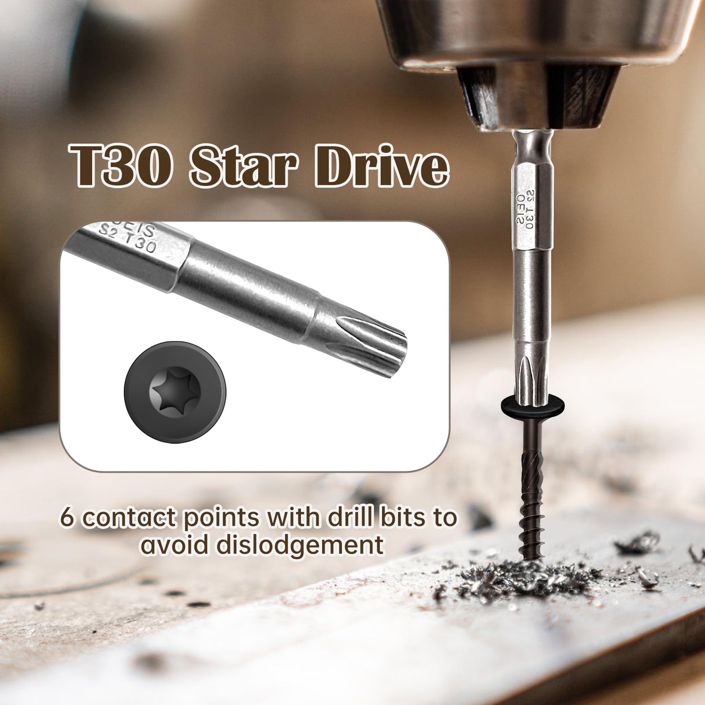 SahncaiTechTrade 4-1/2 Inch Deck Screws 300Pcs, Heavy-Duty Outdoor Wood Screws, Rust Resistant epoxy Coated for Timber/Log/Landscaping Wood, with T30 Star Bit (#14 x 4-1/2")