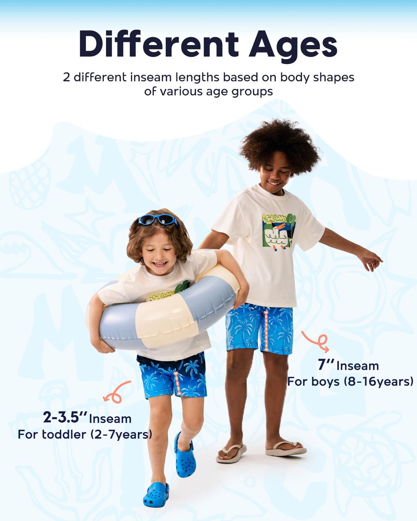 maamgic Boys Swim Trunks with Compression Liner Toddler Stretch Swim Shorts Quick Dry Swimming Trunks Boxer Brief 2 in 1 Beach Shorts Blue Flamingos 10/12