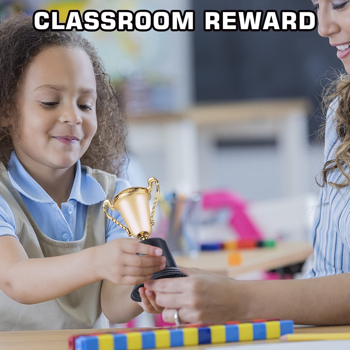 24 Pack Gold Award Trophy, 5 Inch Plastic Golden Mini Trophies Cup For Halloween Party Favors, Kids Classroom School Rewards, Competition Or Celebration Awards Props, Sports Tournament Winning Prizes