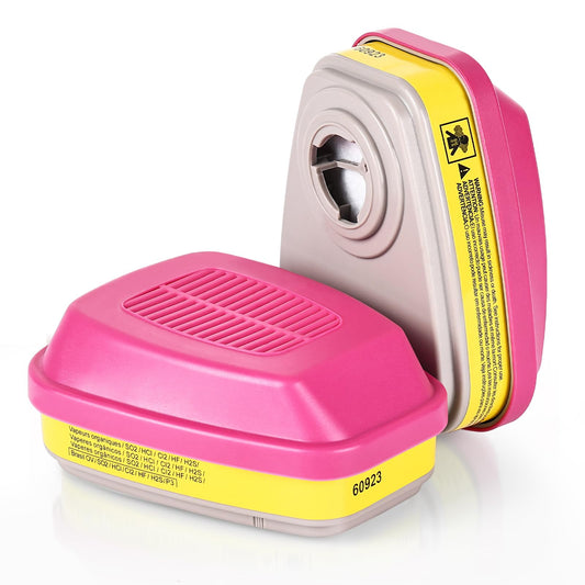 60923 Respirator Cartridges, 60923 Respirator Filters, Gas Mask Filter, Particulate Filter Fit for 6000, 7000 Series Respirators, Against Acid Gases, Particulates, Dust (1 Pair)