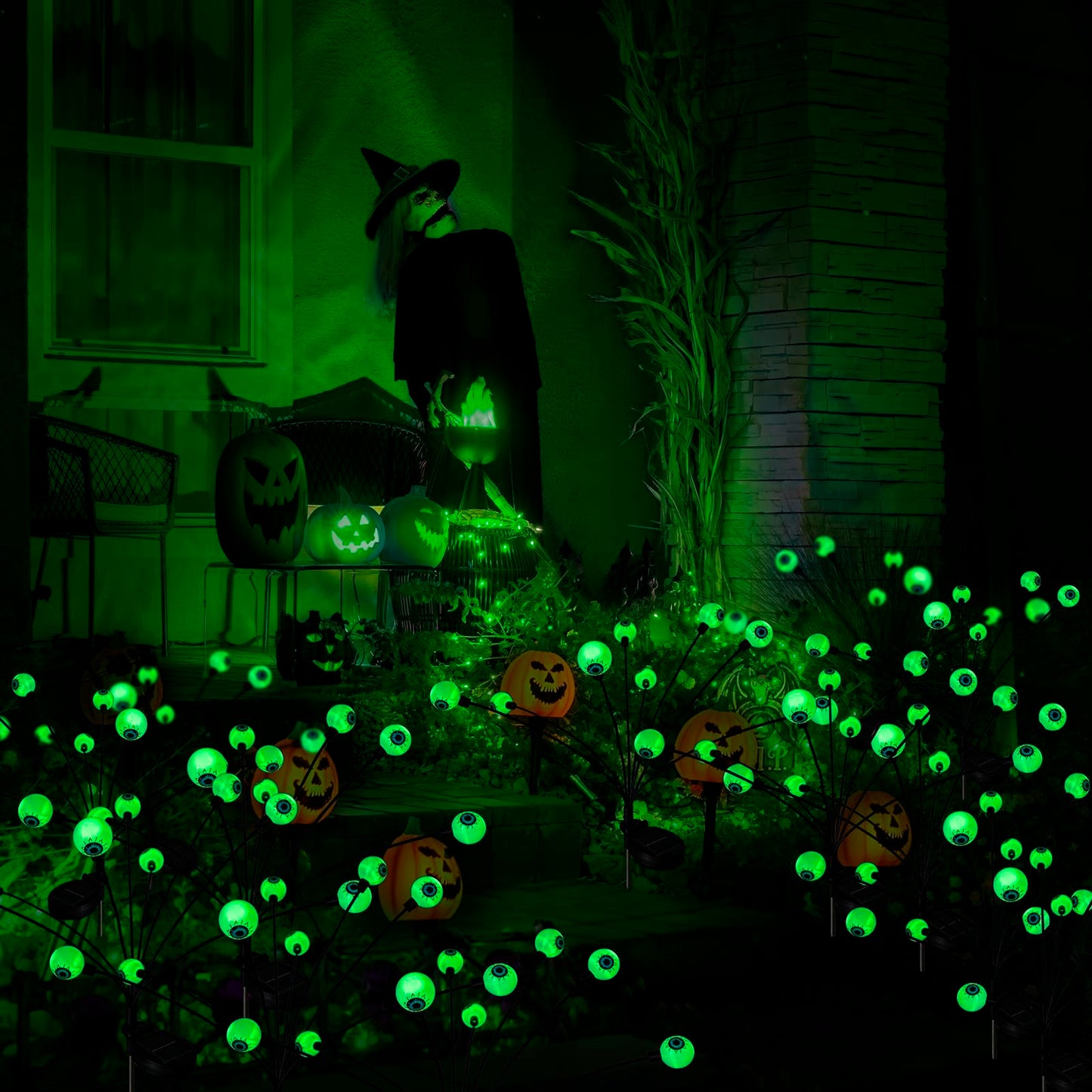 Halloween Decorations Outdoor, Flumy 4 Pack 32LED Solar Eyeball Lights, Scary Decor Lights Waterproof, for Backyard Landscape Lawn Solar Lightning, Garden Pathway Halloween Party Yard Patio