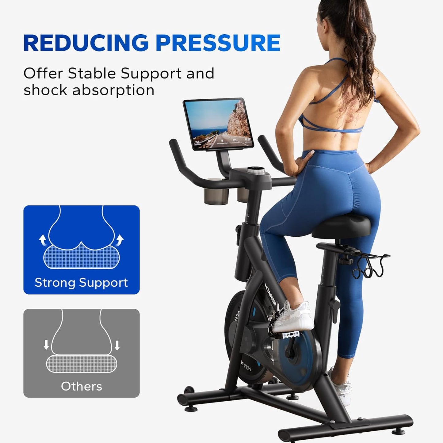 MERACH Exercise Bike Seat Cushion - High-Density Foam Padded Comfort Cover for Spin Bikes