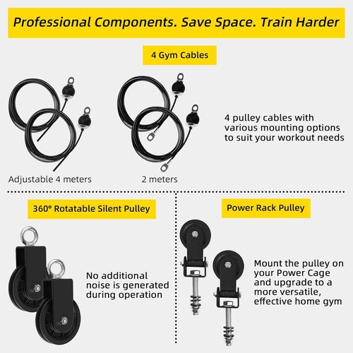 LAT Pulldown Pulley System - Home Gym Cable Machine Attachment for Weight Lifting Workouts
