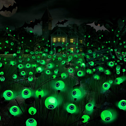 Halloween Decorations Outdoor, Flumy 4 Pack 32LED Solar Eyeball Lights, Scary Decor Lights Waterproof, for Backyard Landscape Lawn Solar Lightning, Garden Pathway Halloween Party Yard Patio