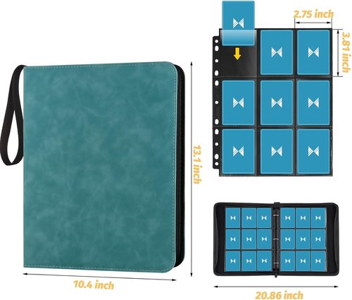GERMUN 720 Card Binder - Premium 9 Pocket Double-Sided Album for MTG, TCG & Sports Cards | Lake Blue