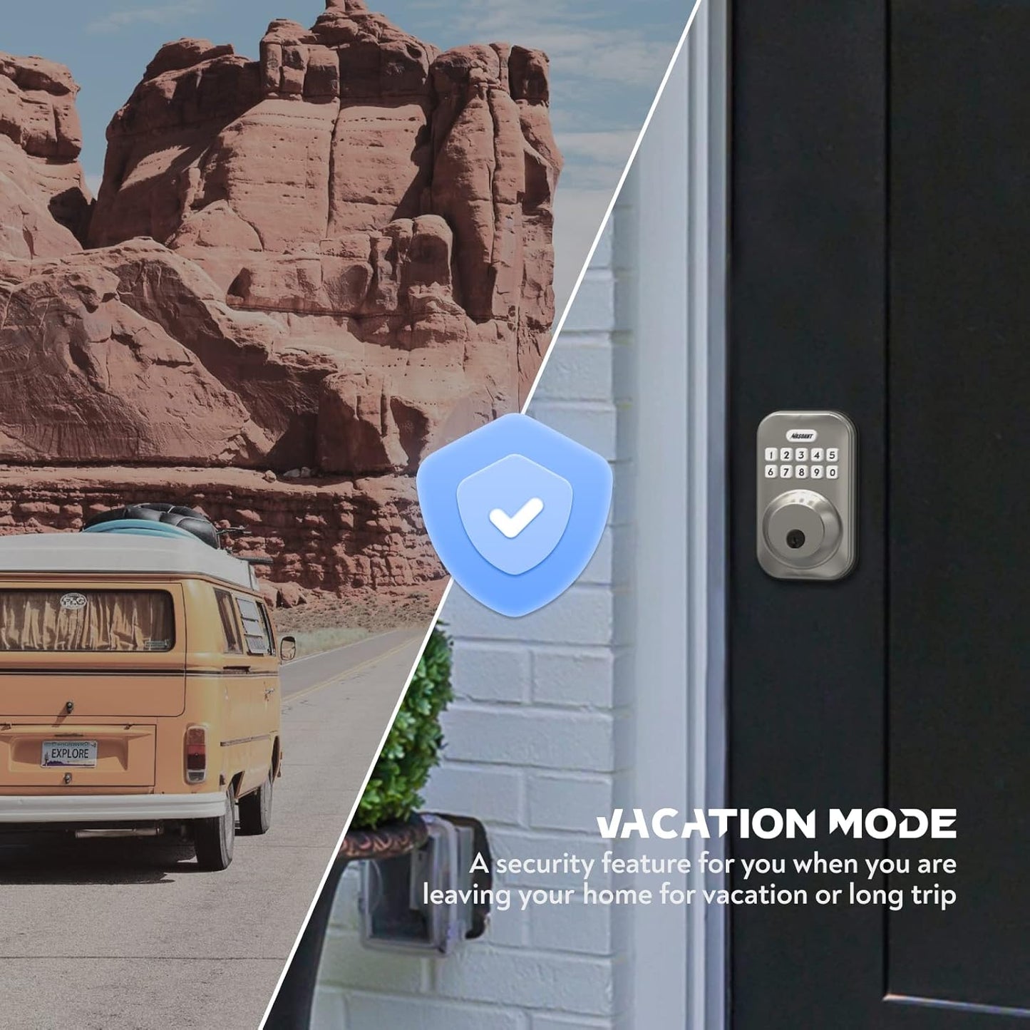 Brushed Nickel Keypad Deadbolt Lock - Electronic Keyless Front Door Auto Lock with Anti-Peeping Code