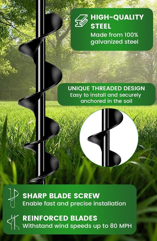 19-Inch Heavy Duty Ground Anchors by [Brand Name] - Screw-In Trampoline Stakes for High Wind | Strong Straps for Swing Sets & Sheds (4 Pack)