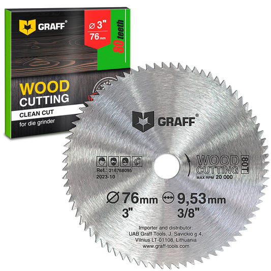 3 Inch Circular Saw Blade for Wood, Plywood, Laminate, Drywall, Plastic – 80T Wood Cutting Circular Saw Blade with 3/8 Inch Arbor from GRAFF