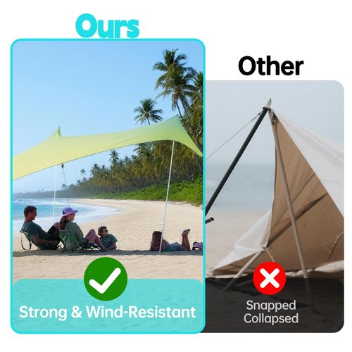 2 Pack Replacement Beach Tent Poles Compatible with Neso, Portable Extra Poles for Beach Tent, 6.56ft Pole, Aluminum Canopy Foldable Pole, Compatible with Neso Grande and Gigante Tents