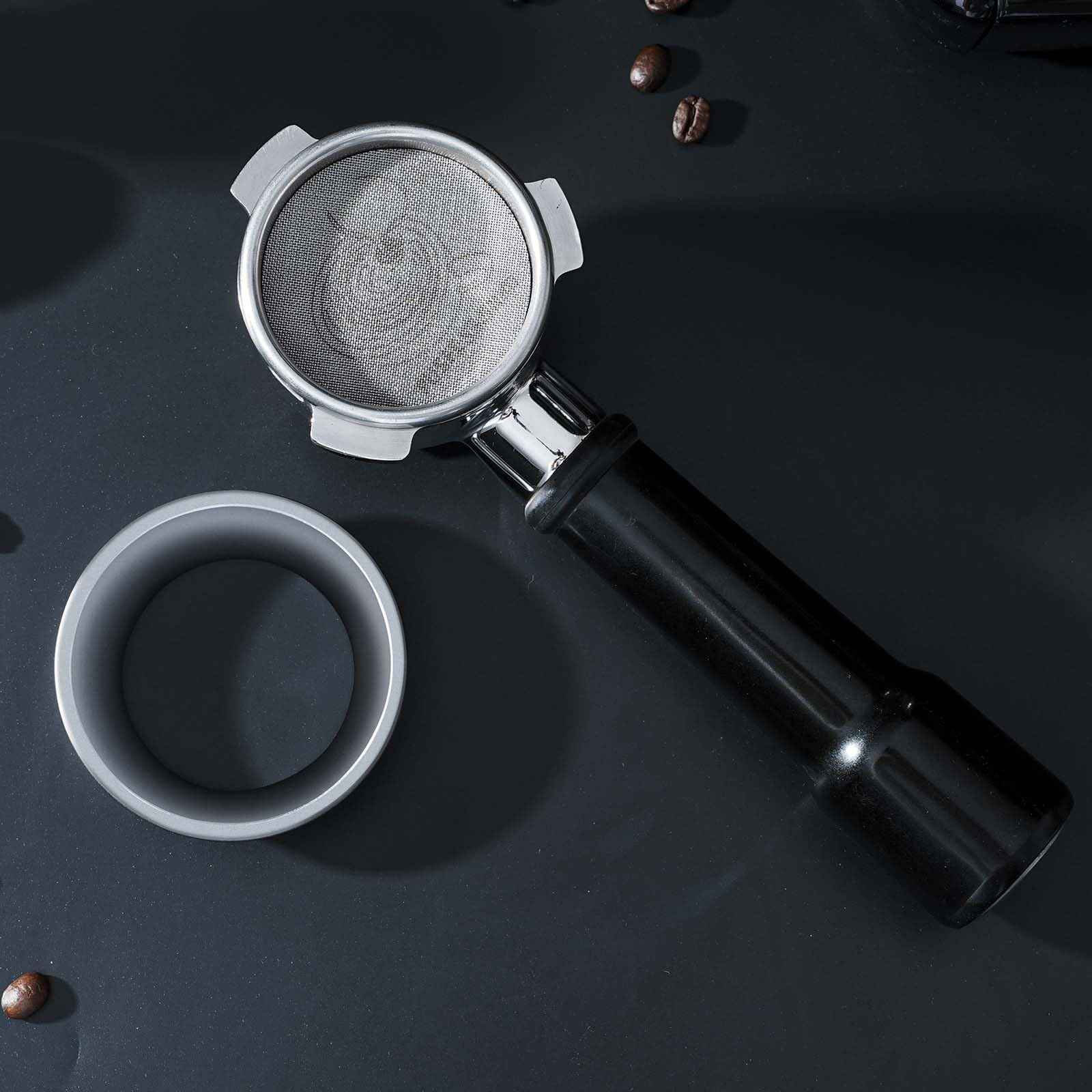 58mm Espresso Dosing Funnel & 58.5mm Puck Screen,PUSEE Coffee Dosing Ring Aluminum Metal,Reusable 1.7mm Thickness 150μm Espresso Puck Screen 316 Stainless Steel Fits 58mm Portafilter