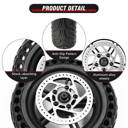 DTNESS 8.5 Inches Scooter Wheel Hub Tyre, Electric Scooter Wheels Replacement Tire, Honeycomb Solid Rear Tire with Disc Brake and 3 Installation Tools, for Mijia M365 Xiaomi/1S