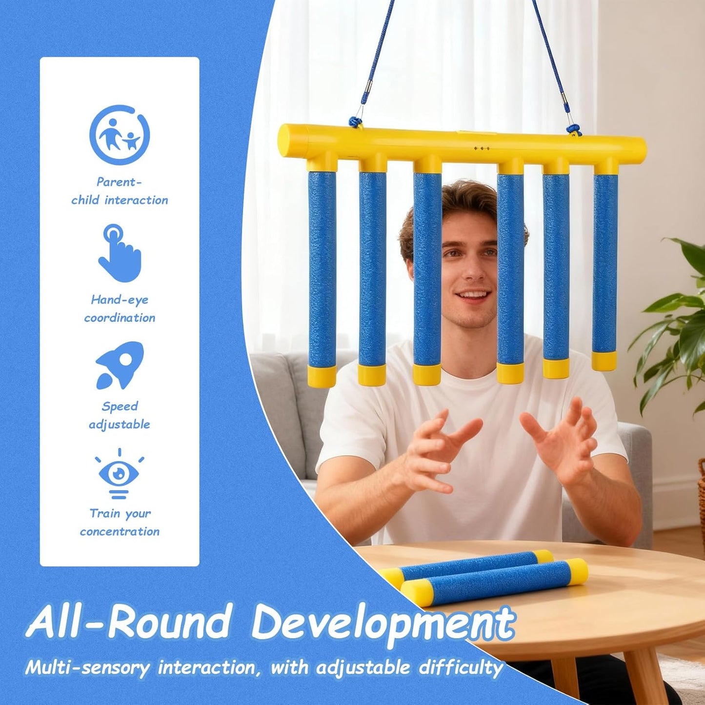 Skiennix Falling Game Stick - Family Fun Reaction Time Training for Kids & Adults | Travel-Friendly