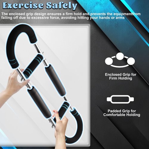 Gecool Chest Workout Equipment,Adjustable Resistance Bar for Full Body Workout, Arm Strengthener for Men & Women, Fitness Equipment for Strength Training（90-150Lbs）