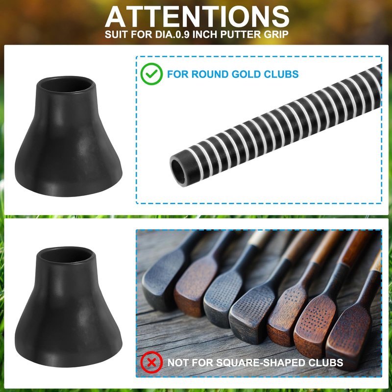 PATIKIL Golf Ball Retriever Grabber, 8 Pcs Golf Ball Suction Cup Grabber Rubber Putter Grip Picker Upper Tool for Golfers Putter Swing Handle Accessories, Black