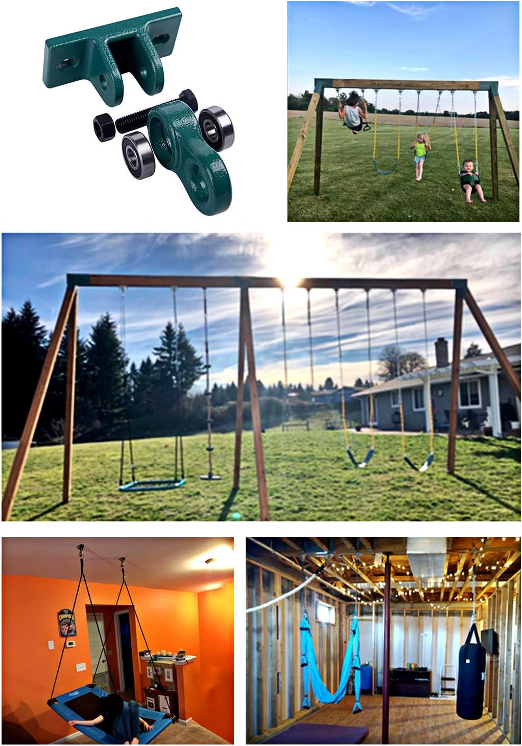 ABUSA Heavy Duty Swing Hangers - 5000 lb Capacity for Indoor/Outdoor Use | Includes Screws & Bolts, 2 Pack