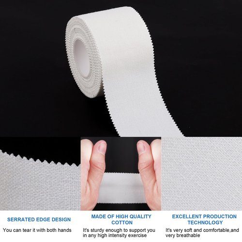 CHMI Athletic Tape,White Sports Tape (64 Pack), 640 Yards Rolls Very Strong Easy Tear NO Sticky Residue Best Tape for Gymnastics Climbing Bat Injuries Medical (1.5 Inch X 640 Yards).