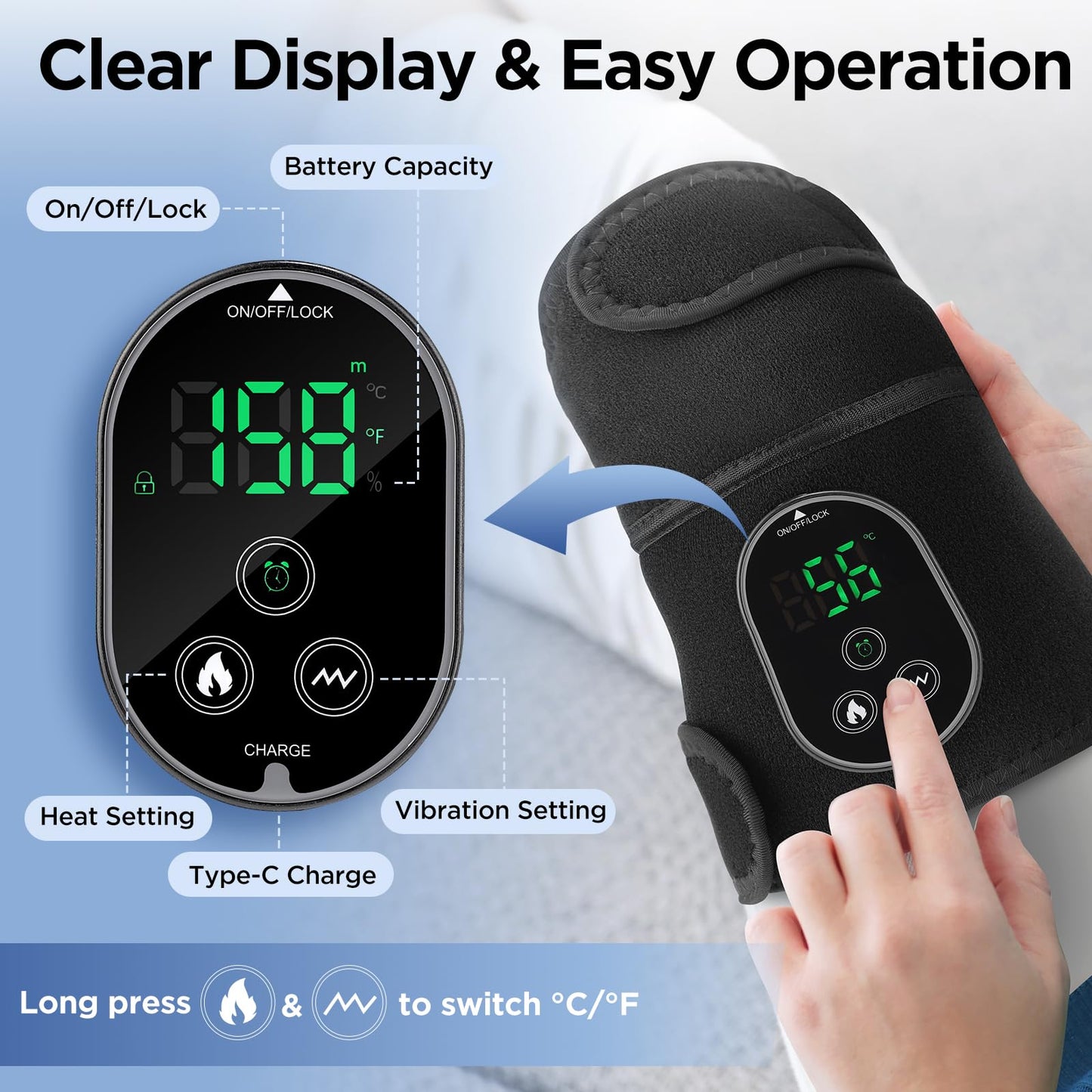 WoloyHeatie Cordless Heated Knee Massager for Pain Relief, FSA Eligible Items List, Heated Brace Wrap Pads for Shoulder Elbow Knee Massage, HSA Approved Products Only