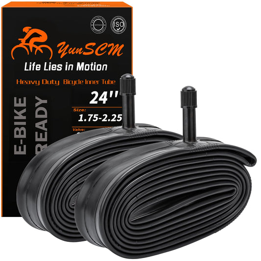 2-PCS 24" Heavy Duty Bike Tubes 24x1.75/2.25 AV32MM Schrader Valve 45/57-507 Inner Tubes Compatible with 24 x 1.75 24x1.95 24x2.10 24x2.125 24x2.25 Cruisers, City, Mountain Bicycle Bike Tire Tubes