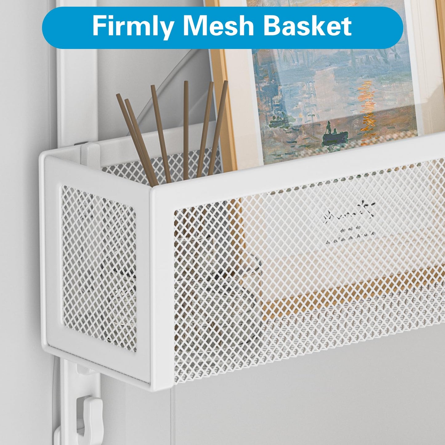 Aimeaihe Over The Door Hooks Organizer, Door Hanger Towel Rack with 2 Baskets, Adjustable Over The Door Coat Rack, Back of Door Storage for Bedroom, Kitchen, Bathroom (White)