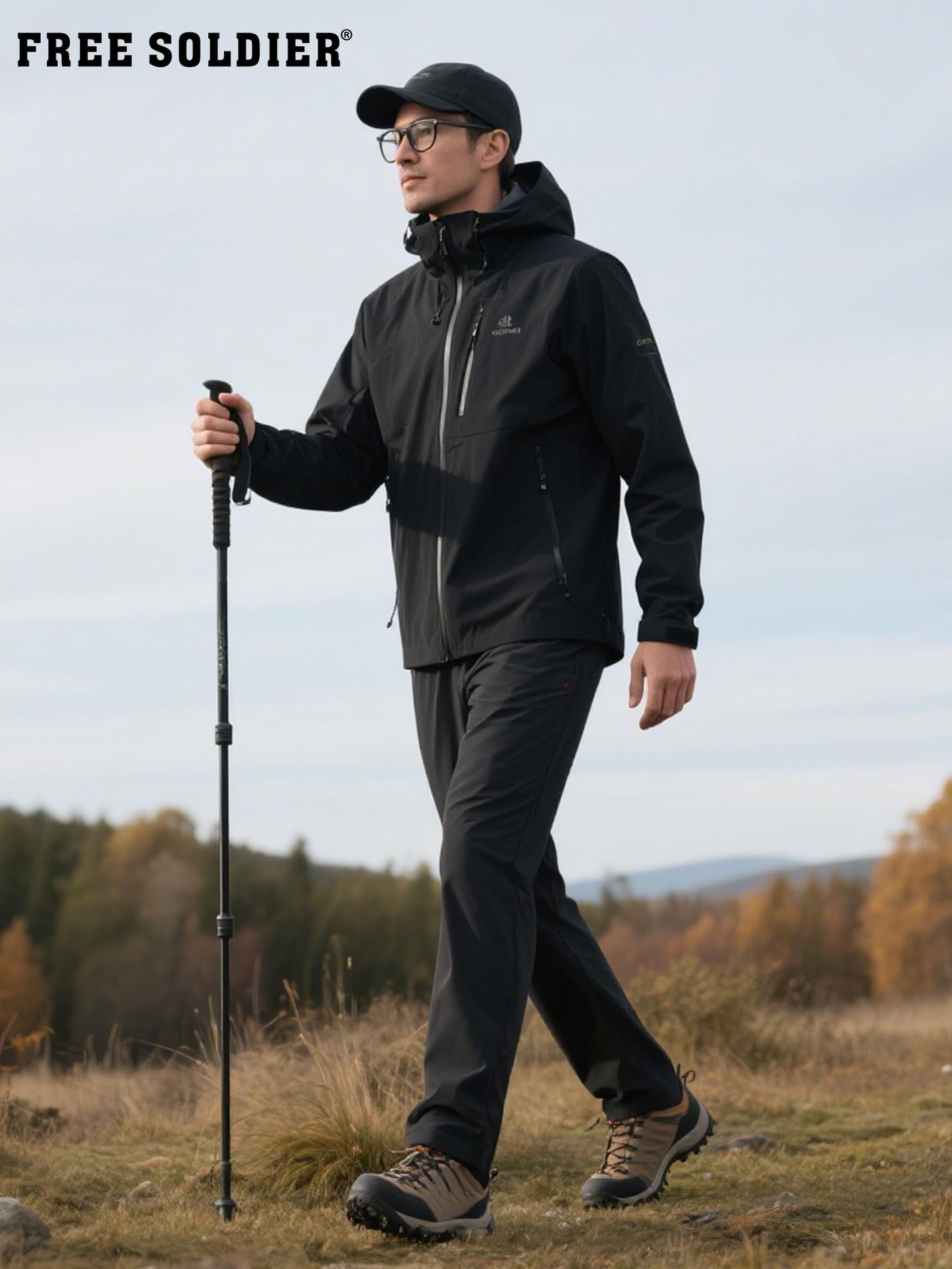 FREE SOLDIER Men's Fleece Lined Winter Pants Waterproof Warm Sweatpants Athletic Thermal Pants (Black 34W/30L)