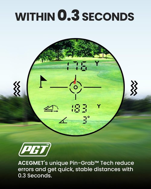 ACEGMET PF2C Golf Rangefinder with Slope, 0.3s Flag Pole Locking Vibration, ±1yd Accuracy, 870 Yards Rechargeable Laser Range Finder Golf, Golf Accessories for Men
