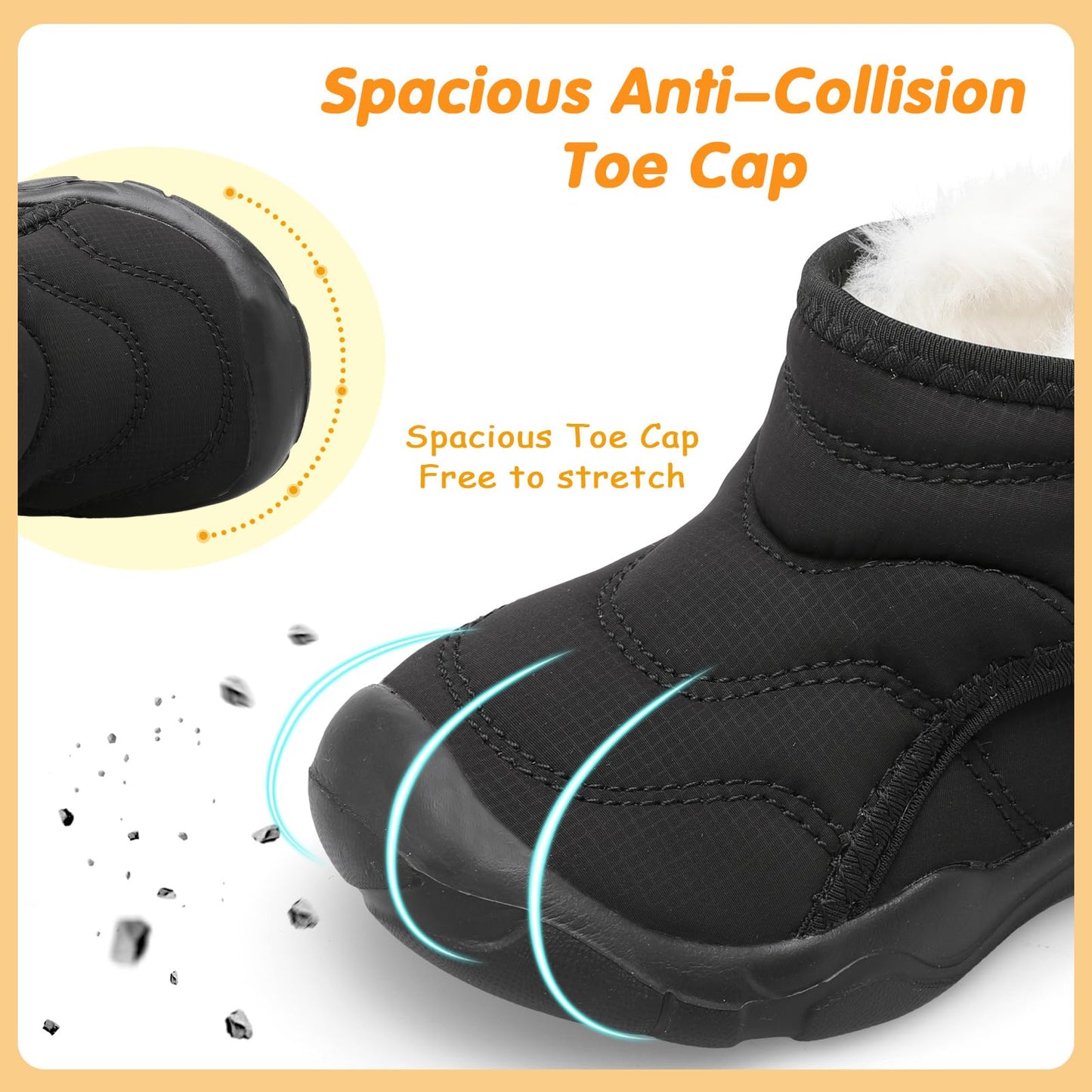 LeIsfIt Toddler Boots Girls Boys Wide Winter Boots Cozy Fleece Winter Shoes Indoor Outdoor Warm Shoes Black 7 Toddler
