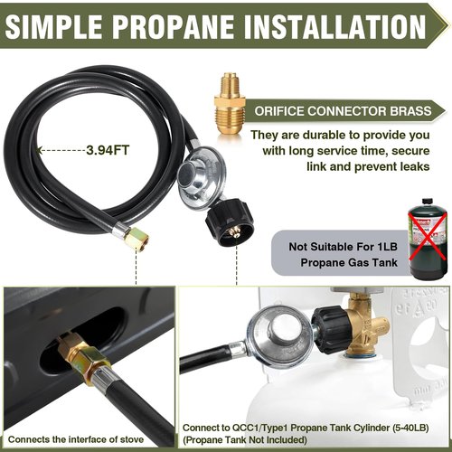BESTFIRE Portable Outdoor Propane Stove - 9000/12000 BTU Dual Burners with Auto Ignition, Rust-Resistant Steel, Regulator & Hose, Perfect for Camping, RV, Tailgating, BBQ, Compact 28.74"×14.76"×5.51"