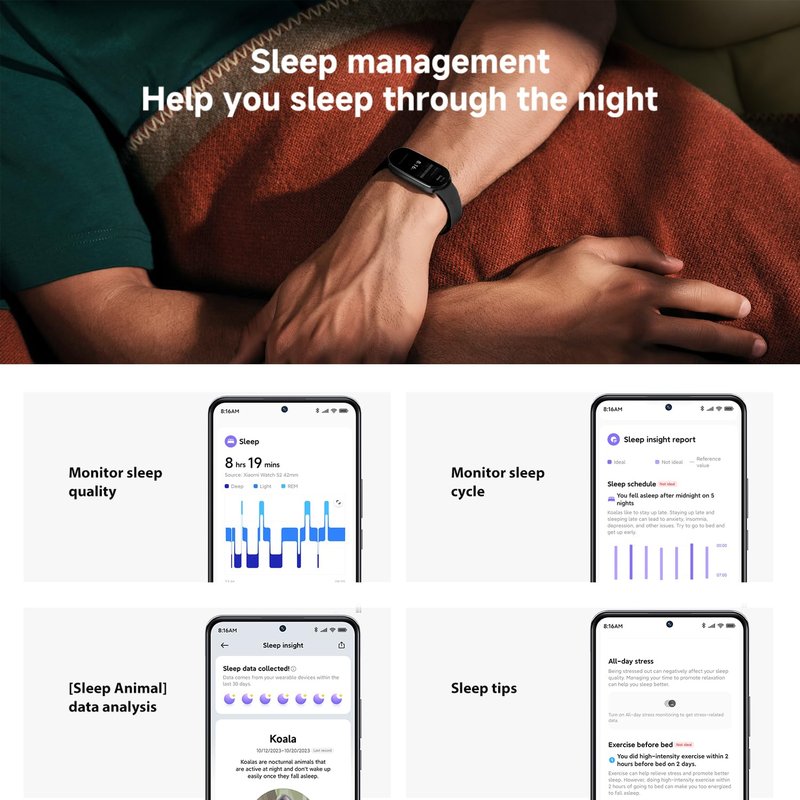 Xiaomi Smart Band 9 Global Version (2024) 1.62" Amoled Display | 233 mAh Battery | up to 21 Days of Battery Life | Over 150 Workout Modes | BT 5.4 | 50M Water Resistant - Black
