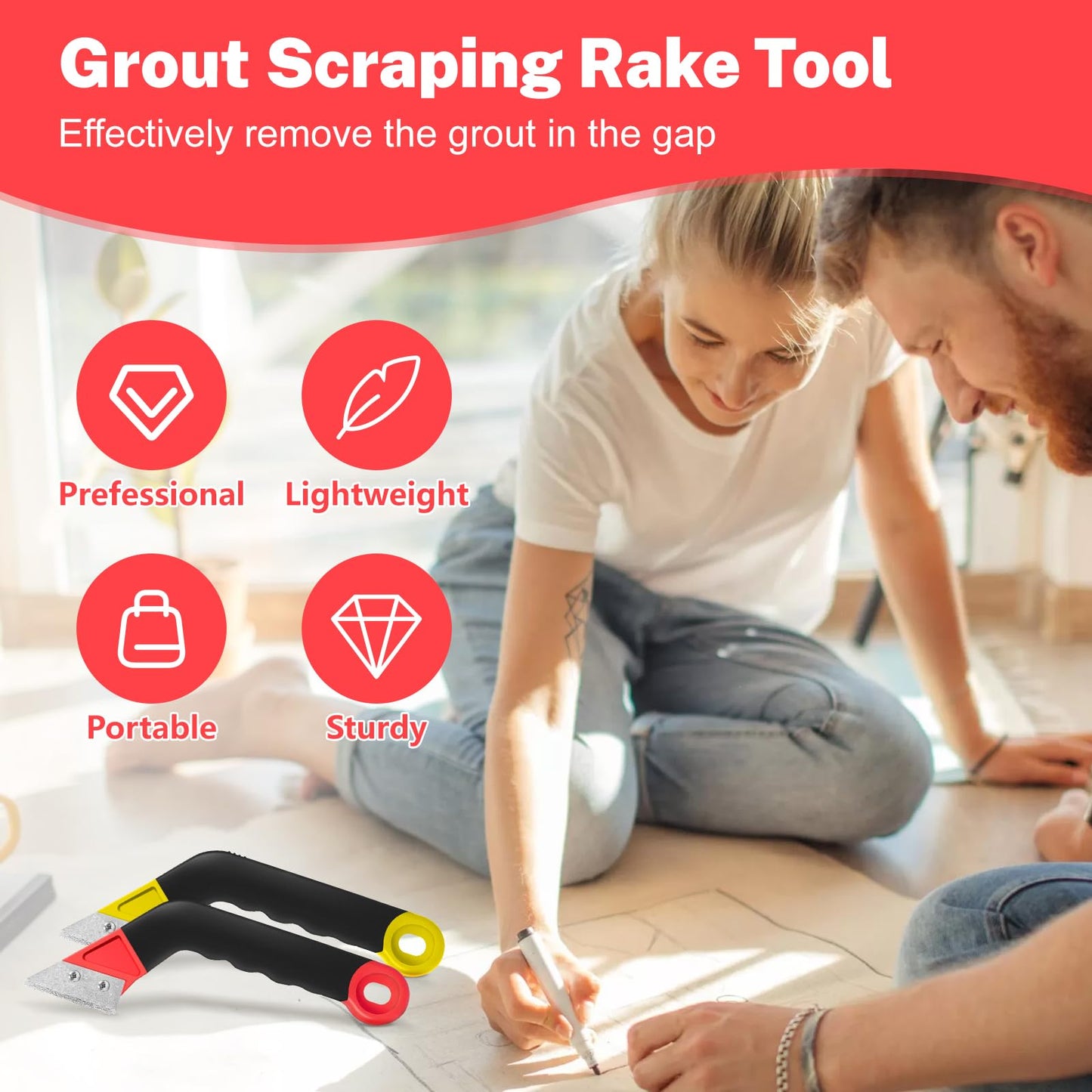 11 Pack Grout Removal Tool Kit, 2 Tile Grout Saws with 6 Extra Blades + Bonus Hand Grout Saw & 2 Grout Cleaning Blades, Ideal for Tile Gap Cleaning and Repair