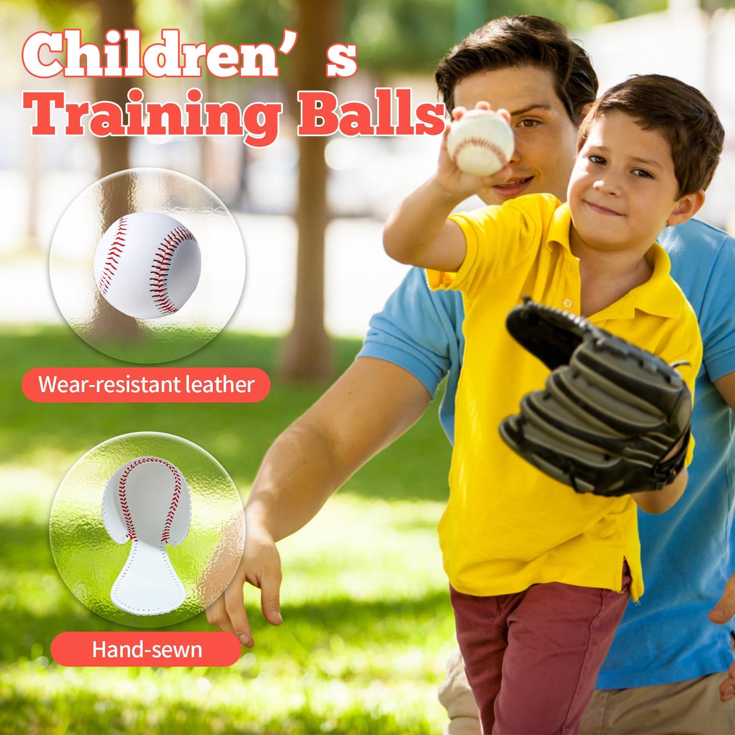 Disents 12 Pack Standard Size T-Ball Training Baseballs - Youth/High School Baseball Bulk Practice Balls, Rubber Filling - 100% Faux Leather Soft Baseballs for Kids