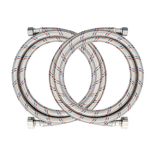 PLUMBINGMSTER 72" Faucet Hose Connector, 3/8" Comp x 1/2" FIP Braided Stainless Steel Faucet Water Supply Lines for Bathroom Kitchen Sink Faucet 2Pcs