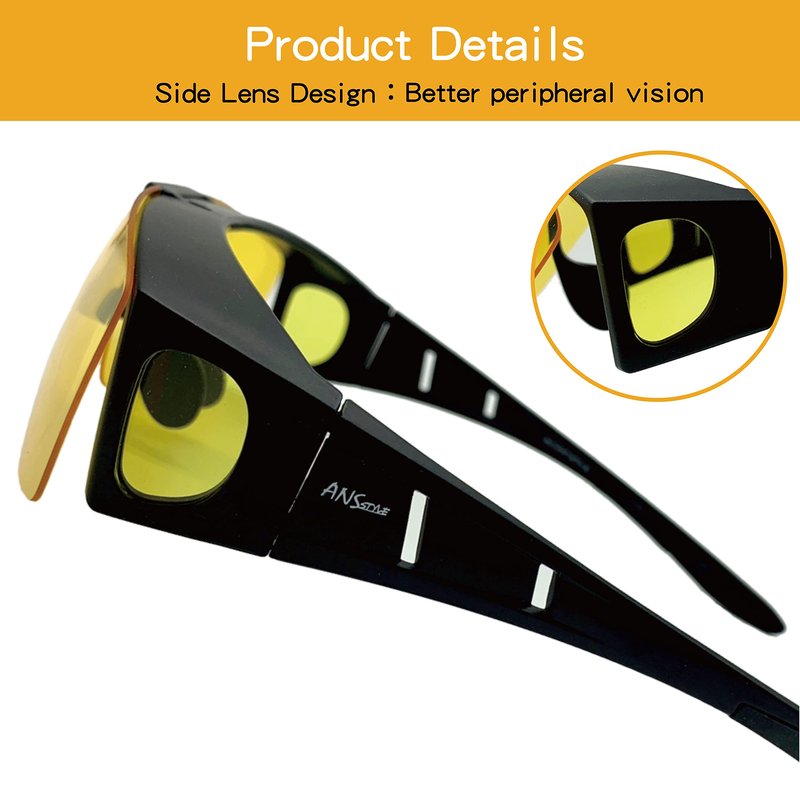 XII WY One piece Shield Sport Sunglasses fit over polarized Night Yellow lens