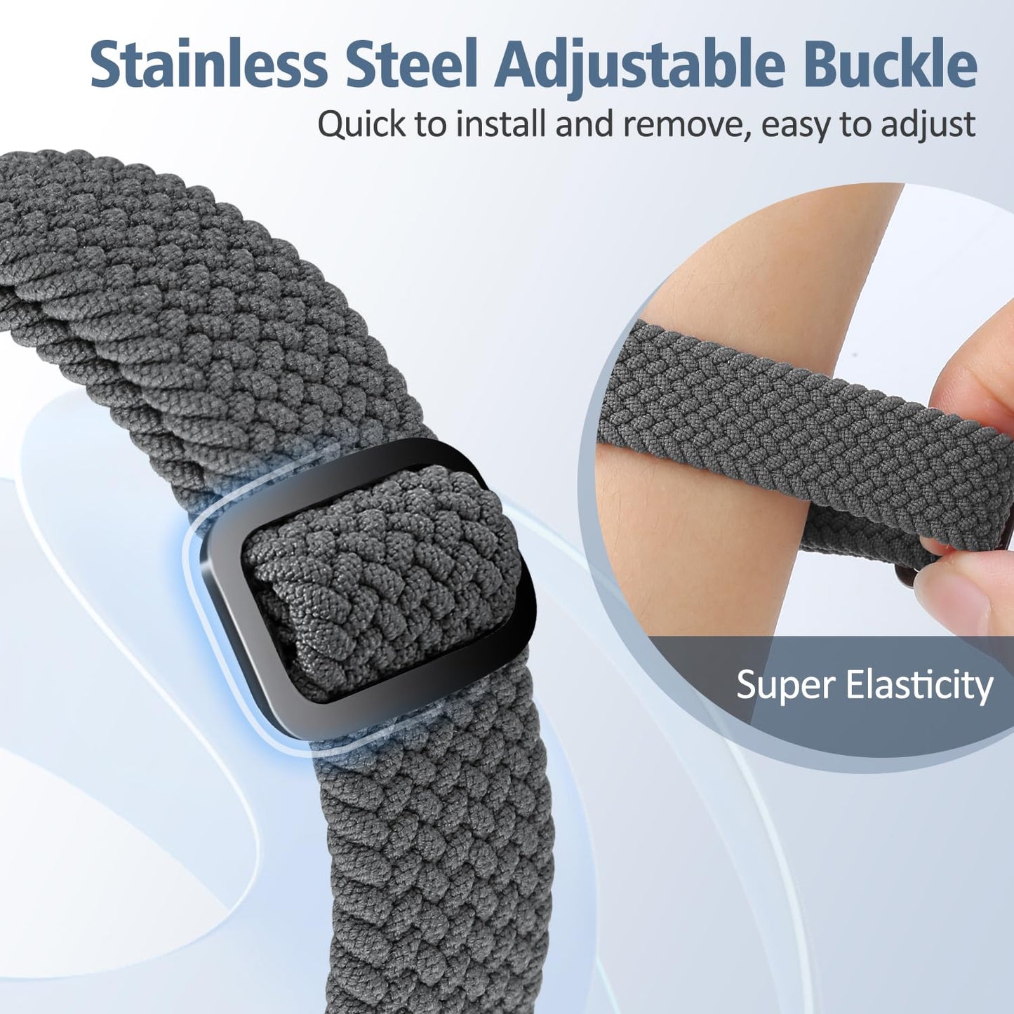 VNDAPT Elastic Braided Bands Compatible with Fitbit Charge 5/Fitbit Charge 6 for Women Men, Breathable Adjustable Stretchy Nylon Loop Sport Replacement Wristbands for Fitbit Charge 6 Charge 5 Straps