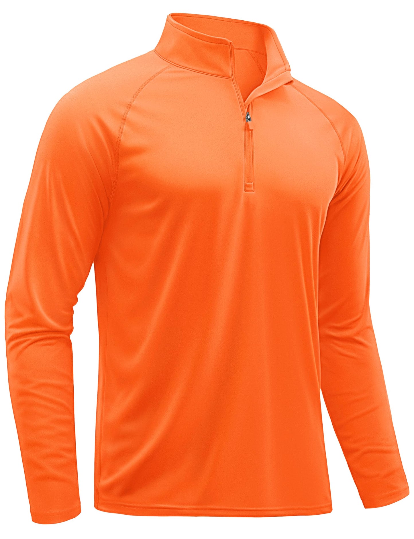 TACVASEN Running Shirts for Men Long Sleeve UV Protection 1/4 Zip Shirts for Athletic Summer Tops for Mens Rash Guard Golf T-Shirts Orange XL