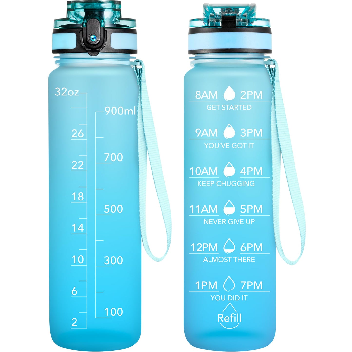 OLDLEY Water Bottle, 32oz Motivational Sports Water Bottle with Time Marker - Times to Drink - Tritan, BPA Free, Wide Mouth Leakproof,Luca