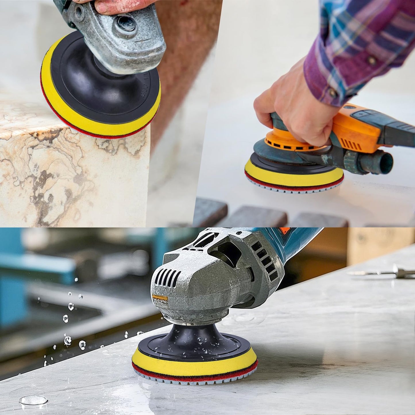 VISCOO 20 Pack 4 Inch Diamond Polishing Pads, Granite Polishing Pads Kit with 5/8''-11 Backer Pad, 50-6000 Grit Wet/Dry Polishing Pads for Marble, Concrete, Quartz, Stone, Tile with Wool Felt Pads