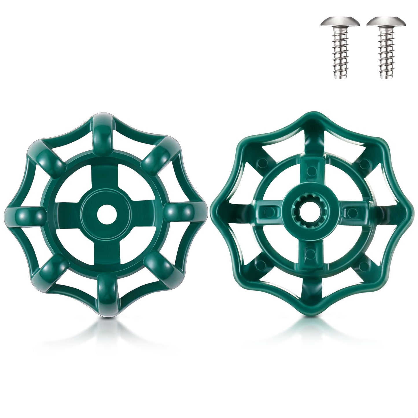 Dreyoo 2 Pack Outdoor Faucet Handles, 3/8 in Spigot Handles Compatible with Arrowhead PK1290, 12 Point Faucet Knob for Outside Hose Bibb, Garden Valves and Frost Proof Wall Hydrants(Green,Round)