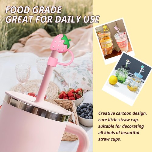 Hydro Flask Straw Cover Caps - Reusable Silicone for 10mm Straws, BPA Free | 6-Pack for 32oz/40oz Tumblers