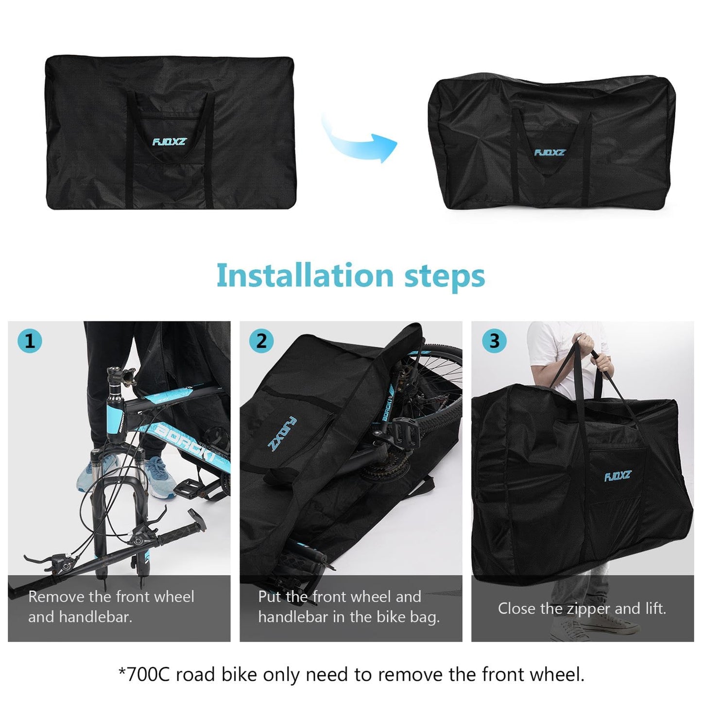 tamthy Bicycle Travel Bag Folding Bike Bag 26 inch 1680D Waterproof Bike Packing Bags Bicycle Travel Case Carrier Bag for Train Air Travel