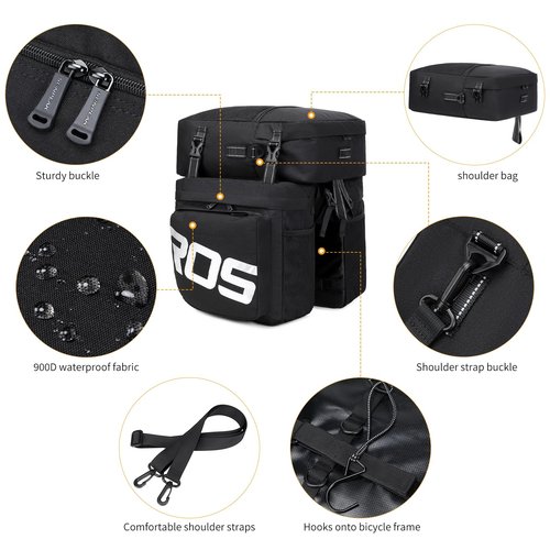 Roswheel Bike Bag Accessories Panniers for Bicycle Rear Rack Bag 50L Waterproof Mountain Electric Bike Saddle Bags for Cycling Traveling Commuting